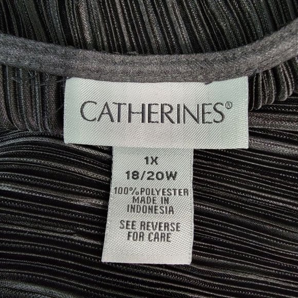 Catherines Top Plus Size 1X 18/20W Open Front Stretch Long Sleeve Casual Black - Picture 5 of 6